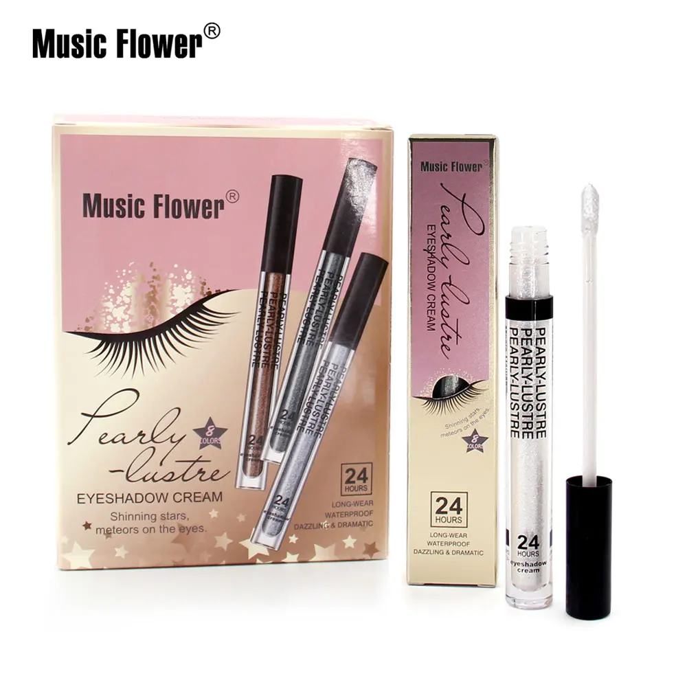 Музыка цветок блеск Водонепроницаемый Жидкий тени для век 8 видов цветов золото