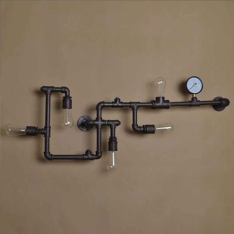 Pitt Anderson Creative Lighting American country style cafe bar Taiwan Industrial retro iron pipe wall sconce | Лампы и освещение