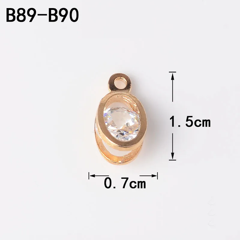 B89 10 шт./лот, блестящие маленькие циркониевые серии, геометрические, цветочные, в форме сердца, Хрустальные Подвески для изготовления ювелирных изделий DIY, аксессуары - Окраска металла: B89