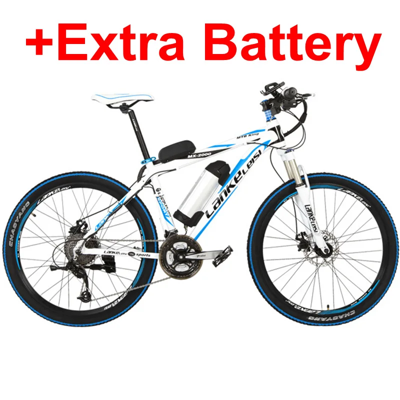 White Blue Plus MX2000 500 Вт большой мощности литиевая батарея E велосипед, 26 дюймов электрический велосипед 48 В 10Ah горный велосипед, 27 скоростей Ebik, дисковый тормоз E велосипед - Цвет: White Blue Plus