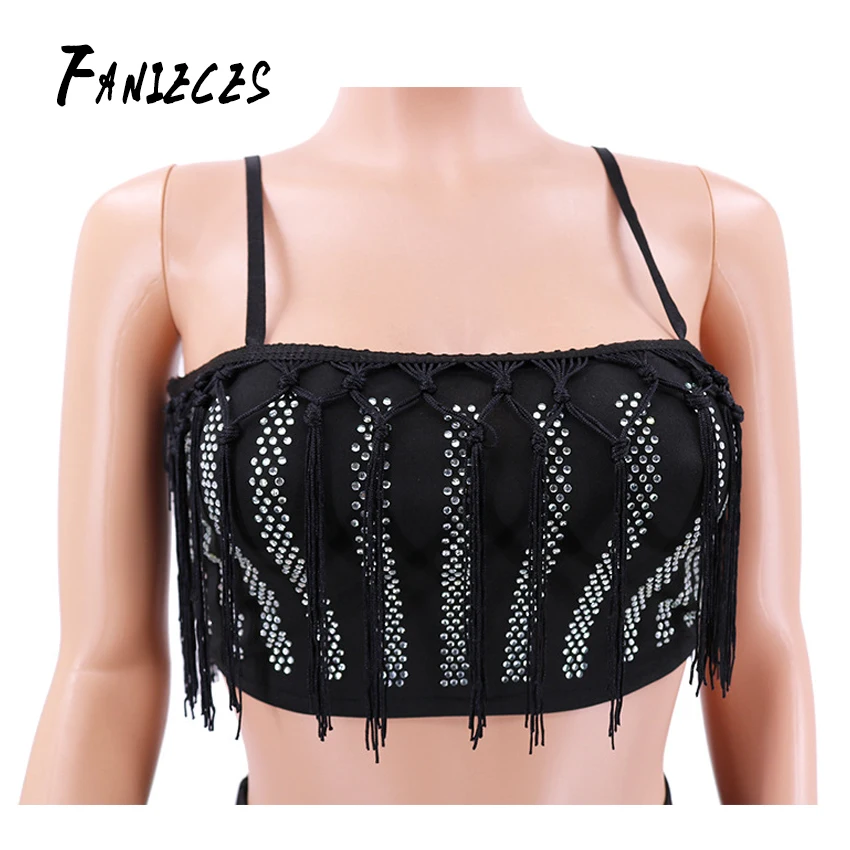 

Tassel Strapless 2019 fashion Summer Women Sexy Club Two Pieces Set top and mini skirt Elegant Mini Party stage performa wear