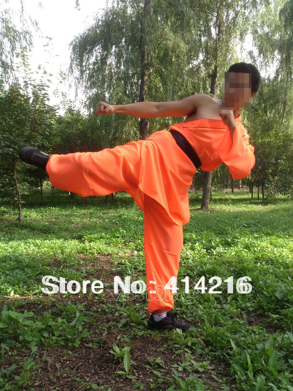 Унисекс Костюмы кунг-фу для единоборств одежда Вин-Чун шаолина оранжевая детей и