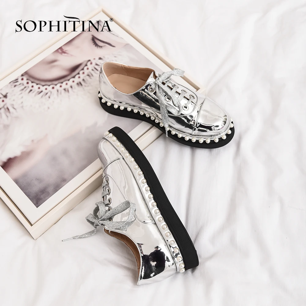 Женские туфли из лакированной кожи SOPHITINA удобные повседневные взрывобезопасные