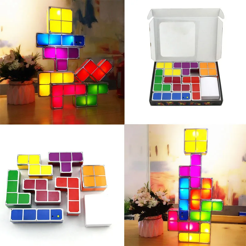 Лампа головоломка Tetris светодиодсветодиодный конструкционная настольная