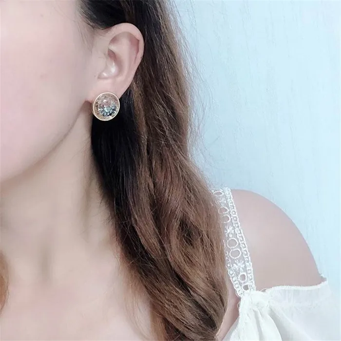 

MENGJIQIAO 2019 Japan Korea New Trendy Colorful Shell Resin Oval Round Heart Stud Earrings For Women Fashion Vintage Oorbellen