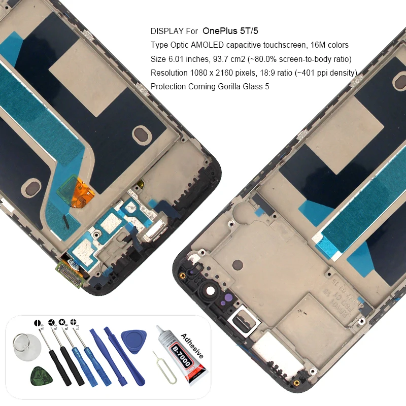 Сменный OLED экран для oneplus 5 дигитайзер сенсорного экрана с рамкой в сборе и клей