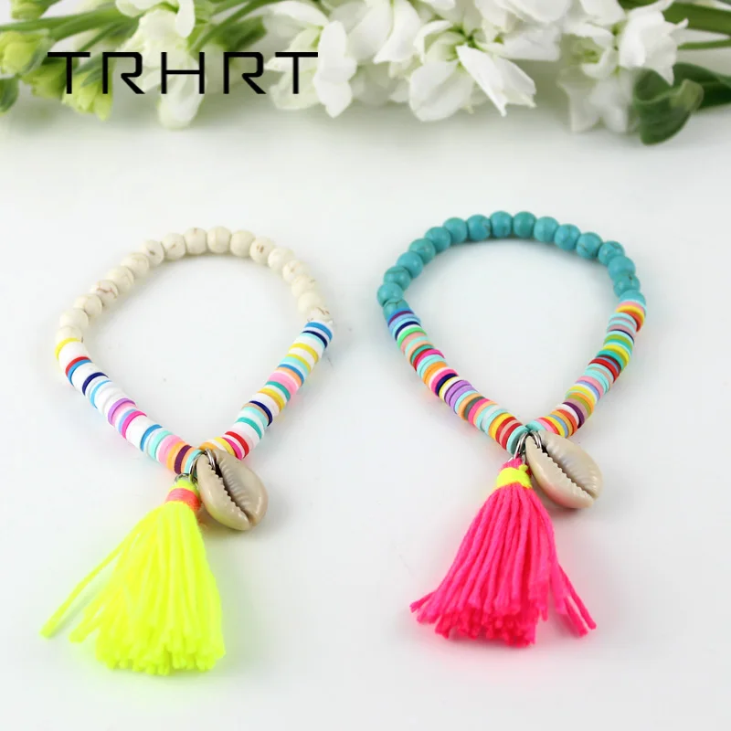 Классический браслет в стиле бохо Женский хлопковый ручной работы с кисточками и