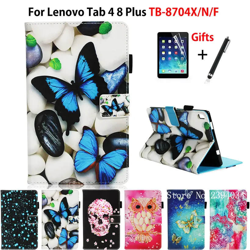 Чехол для Lenovo Tab4 Tab 4 8 Plus TB-8704X TB-8704F чехол Funda планшета с совой бабочкой подставка