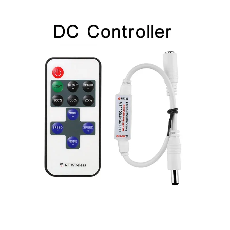 DC controller white Беспроводной мини RF одноцветный светодиодный диммер контроллер DC5-24V 12A 144 Вт для светильник 5050 3528 5630 5730 - Цвет: DC controller white