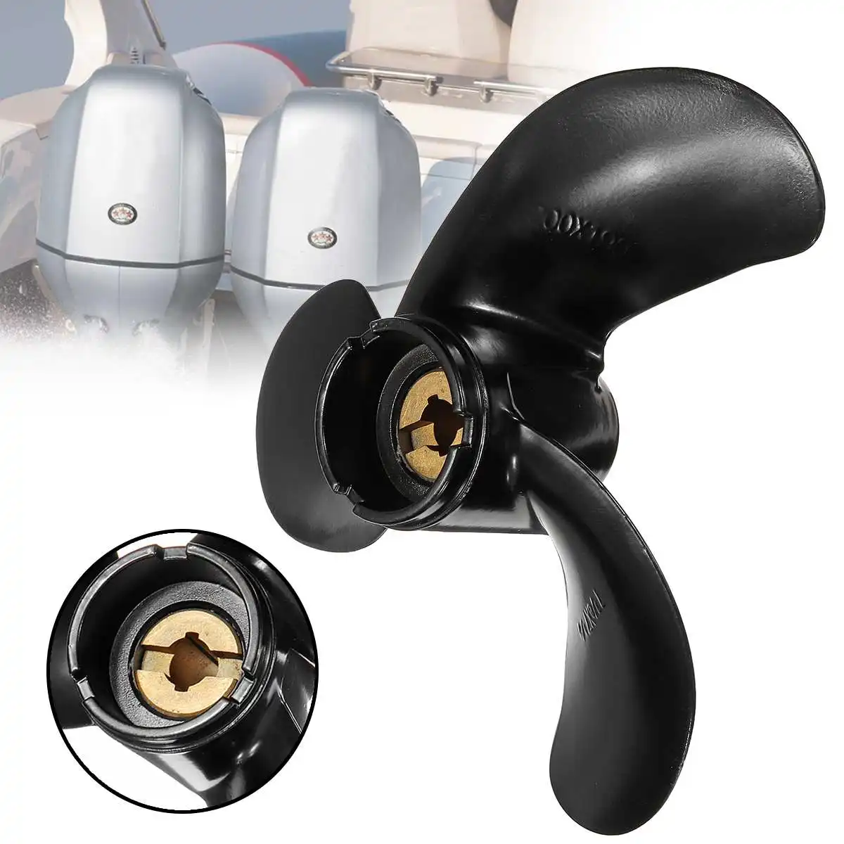 6011-079-07P Aluminum Alloy 7-7/8 x 7-1/2 Propeller For Honda Boat Outboard Engine 5HP R Rotation Marine Parts Black 3 Blades
