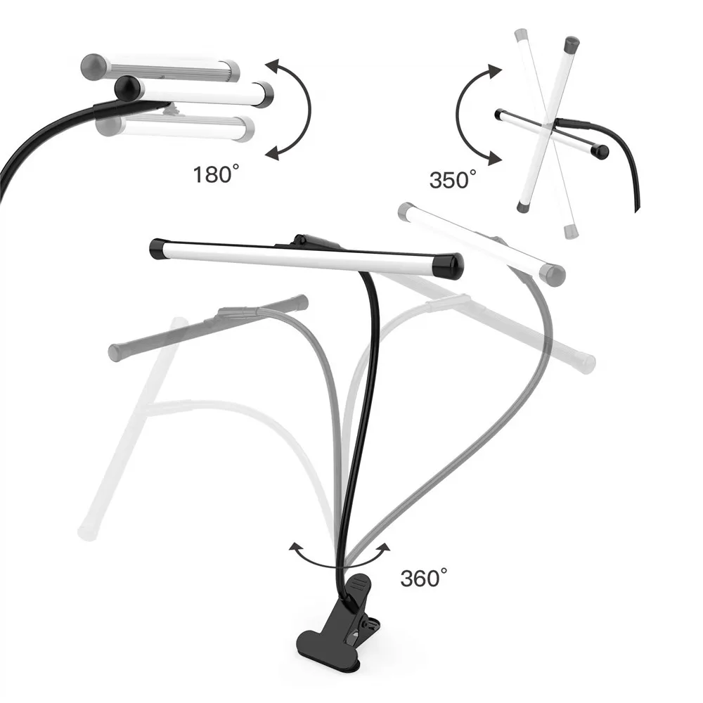 Светодиодный светильник с клипсой 10 уровней яркости для чтения гибкой