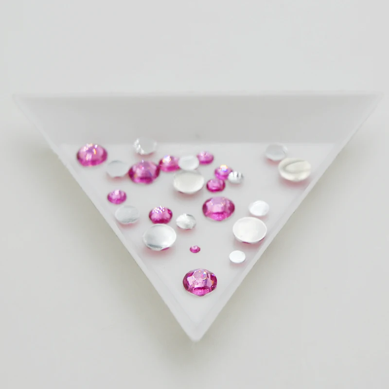 3D дизайн ногтей горный хрусталь оптом смешанные размеры светло-розовый цвет Flatback