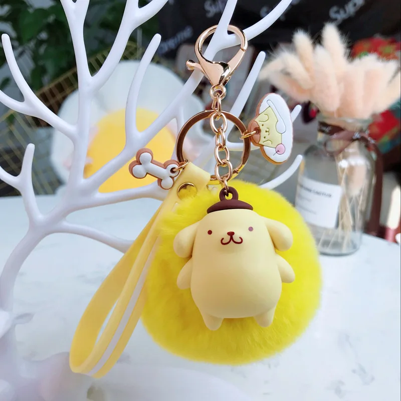 Аниме Моя Мелодия пудинг Cinnamoroll Собака Кошка меховой шар брелок милые животные плюшевый брелок сумка амулет подвесной брелок для девочек