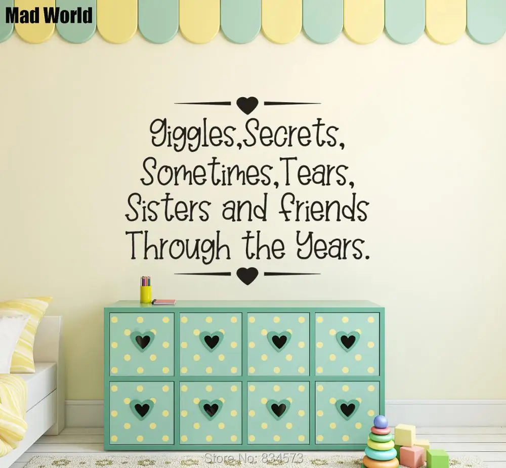 

Sisters Friends Quote Bedroom Giggles Secrets Wall Art Stickers Wall Decals Home DIY Decoration Removable Decor Wall Stickers
