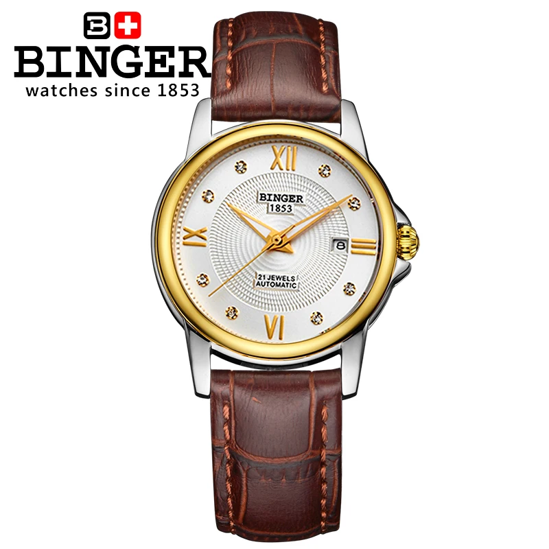 Hot Fashion 2017 Binger Original Top Brand Women Dress Luxury Automatic Mechanical Watch Self Wind Leather relogio montre femme|montre brand|montre