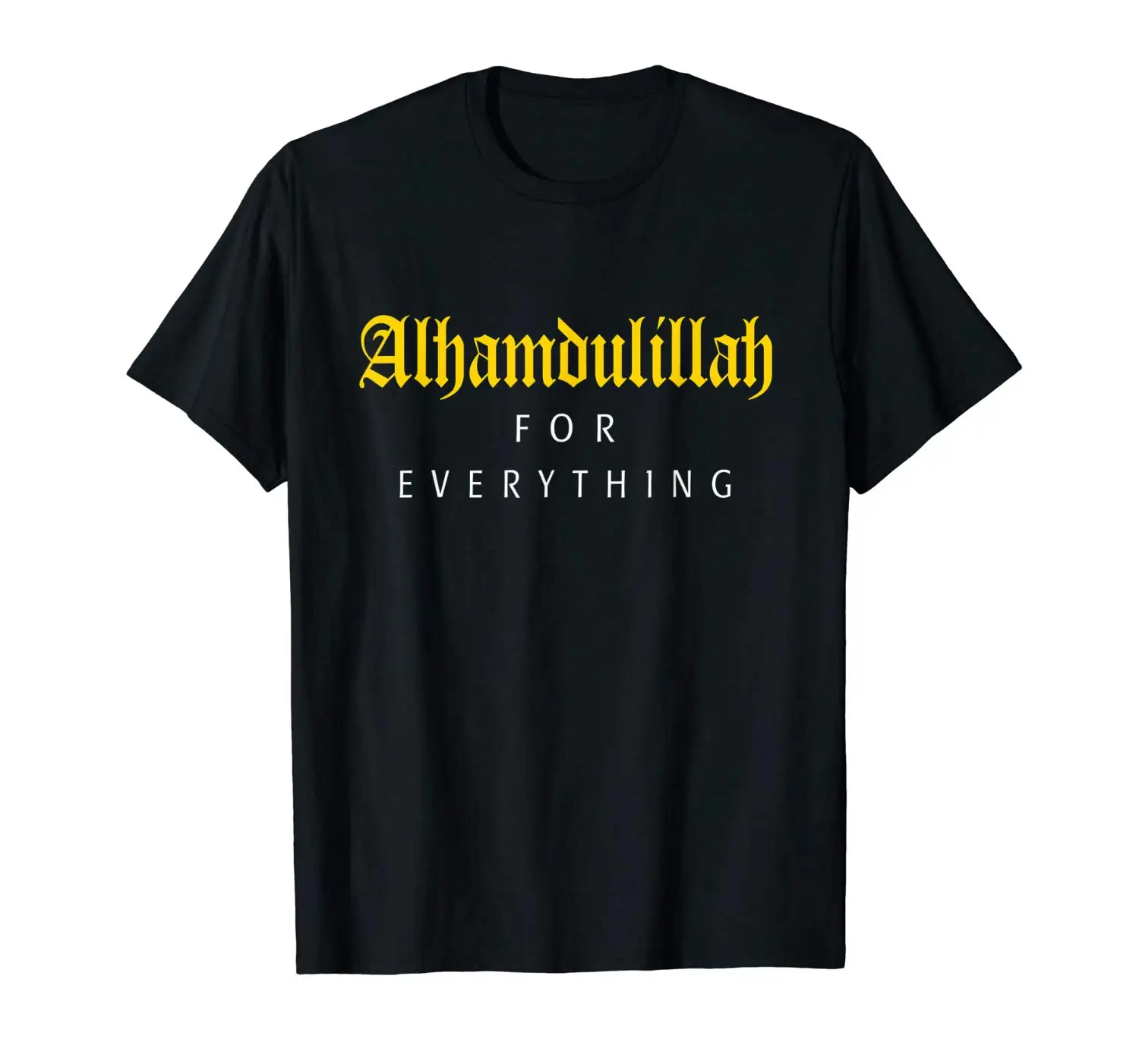 Черный Исламская рубашка для мусульманских мужчин Alhamdulillah For All футболка Забавный хлопок Повседневный Топ Футболка Печатный верхний Тройник - Цвет: Черный