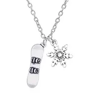 Титановое покрытие Снежинка сноуборд ожерелье лыжные доски лыжник jewelry Сувенир Юбилей подарок для мужчины или женщины - Окраска металла: Титановое покрытие