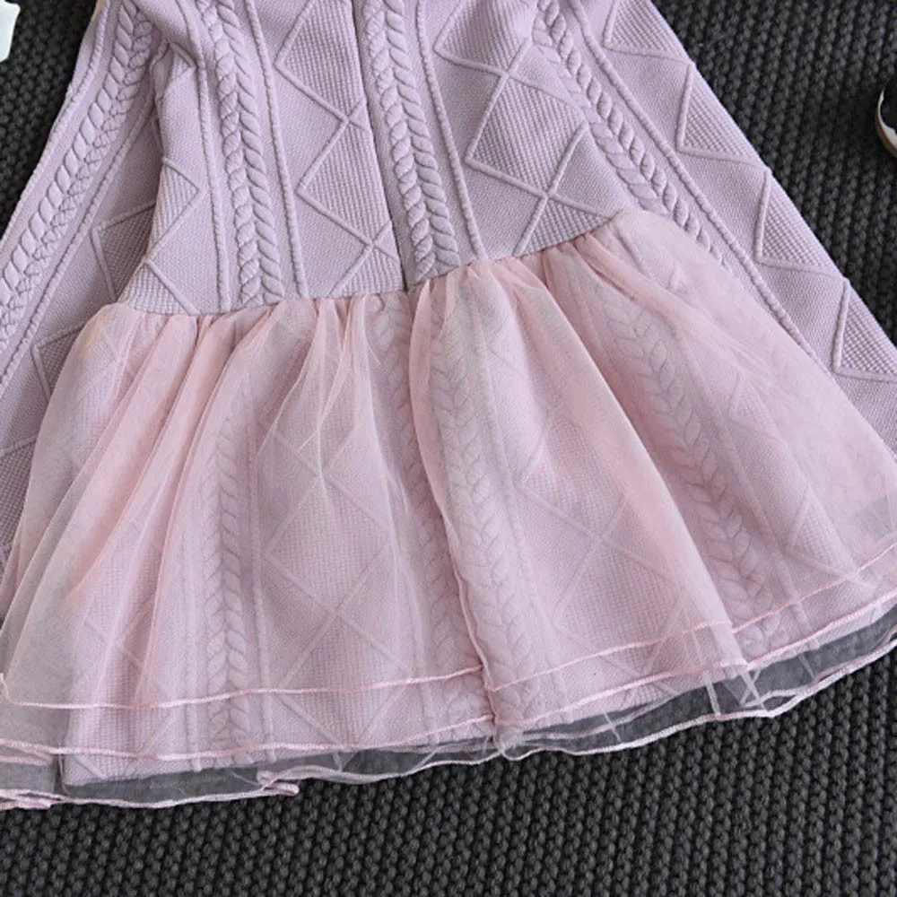 Autumn baby clothes for girls school Dress girl Kids Knitted Sweater Winter Pullovers Crochet Tutu New Year | Детская одежда и