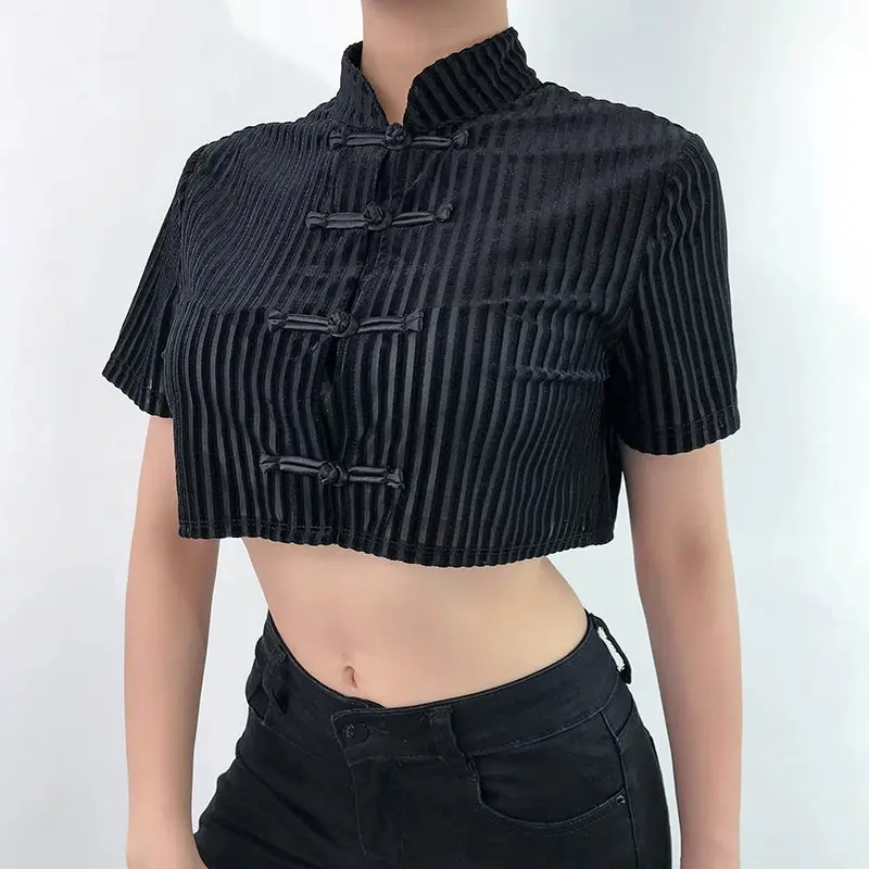 Лето 2019 Готическая бархатная футболка женская китайская винтажный