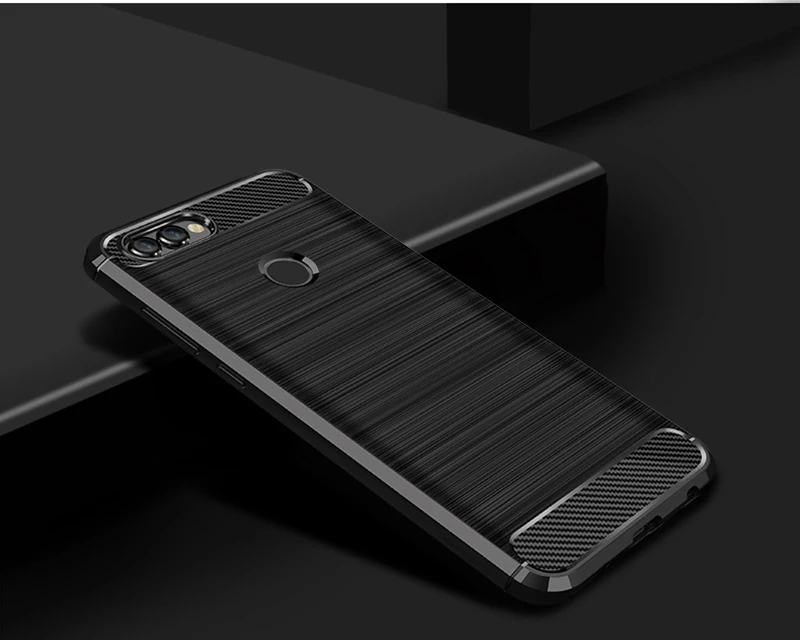 Углеродного волокна телефон чехлы для Huawei P Smart csae силиконовая Мягкая задняя