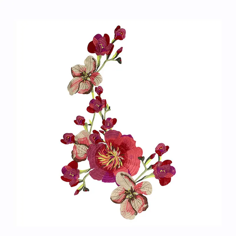 Chinese style embroidery DIY clothing decoration small goods Blossom Peach Red Roses Flower Patches Embroidered Sewing On Patch | Дом и сад