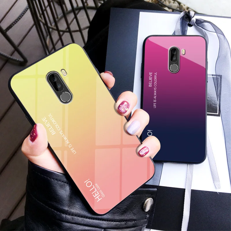 Для Redmi Note 6 Pro градиентное Закаленное стекло Защитная задняя крышка чехол для