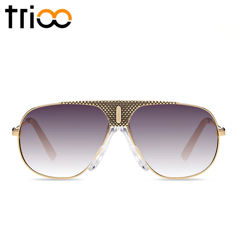 Очки солнцезащитные мужские зеркальные в золотистой оправе с защитой UV400|brand sun