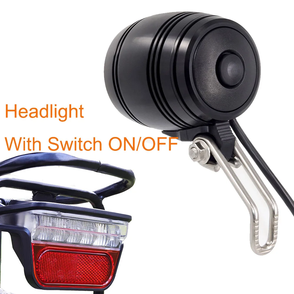 Headlight wit switch Фара Onature для электровелосипеда, мощный электрический свет для велосипеда набор с фара для электровелосипеда в головной светильник и Байк, способный преодолевать Броды задний светильник DC е-байка 36В 48В 60В 72В - Цвет: Headlight wit switch