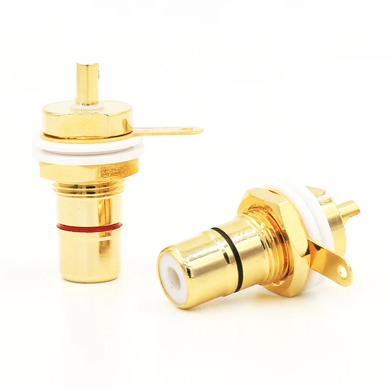Позолоченный гнездовой разъем RCA крепление на шасси|connectors gold|connector femalechassis connector |