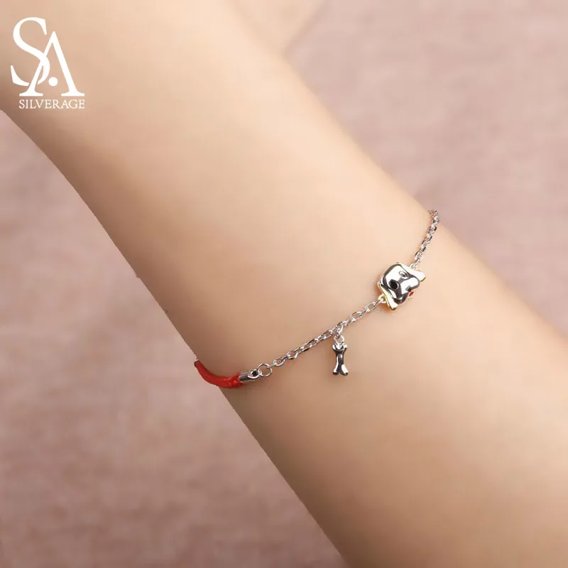 SA SILVERAGE, 925 пробы, серебряные браслеты для дочери и мамы, для девочек и женщин, хорошее ювелирное изделие, милая собачка,, Новое поступление, браслет
