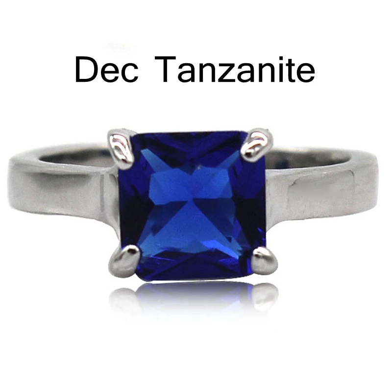 Dec Tanzanite Размер 3-12 кольцо с камнем рождения Пасьянс Свадьба Помолвка Коктейльные дети подарки на день рождения для девочек годовщина, обещание предложение - Цвет основного камня: Dec Tanzanite