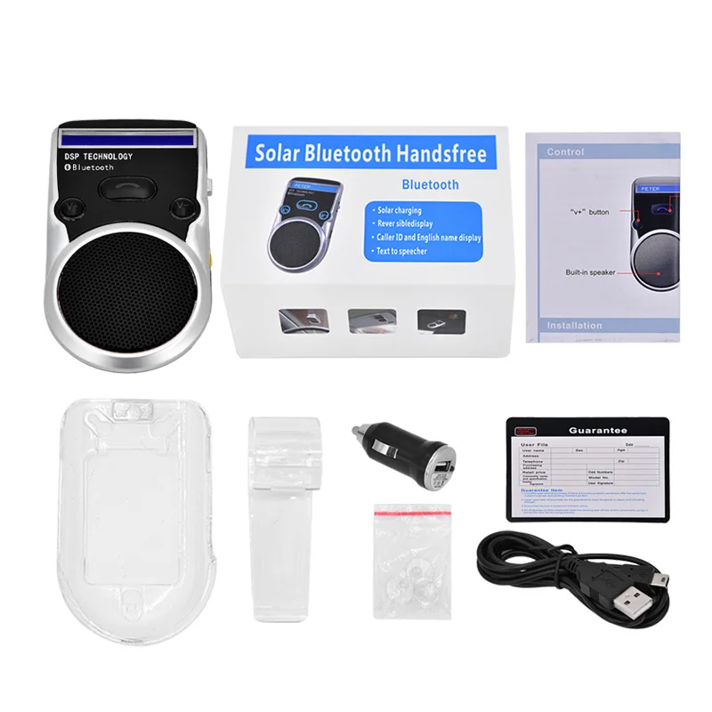 Громкая связь с солнечной батареей беспроводная Bluetooth ЖК дисплей автомобильный