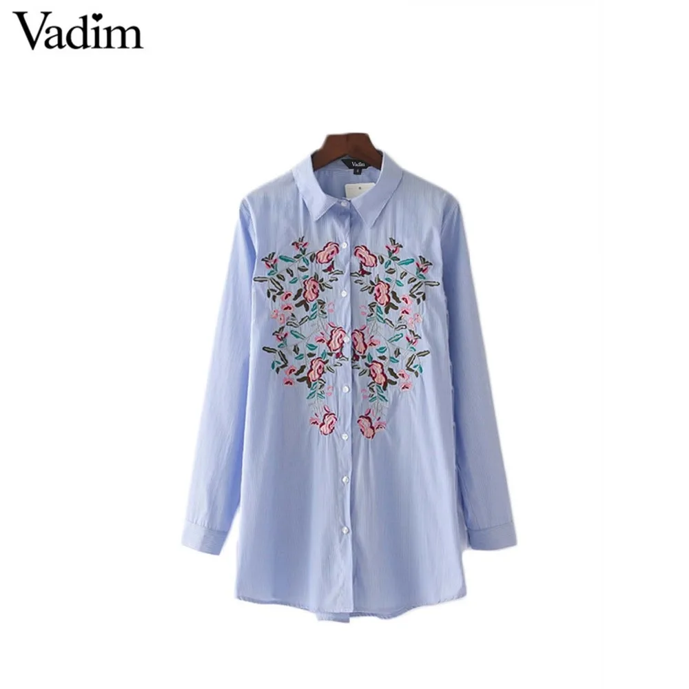 Женское элегантное платье vadim с цветочной вышивкой полосатый длинным рукавом