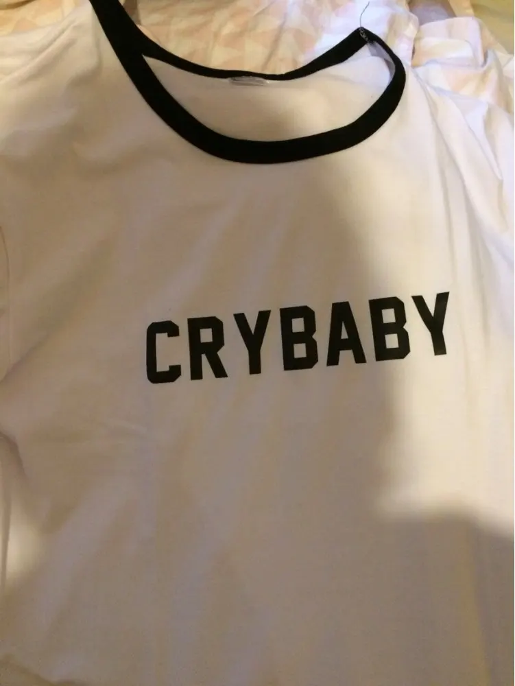 Cry/футболка для малышей; забавная футболка с надписью «Cry Baby»; футболка с графическим принтом Tumblr; модная Высококачественная футболка унисекс; Прямая поставка