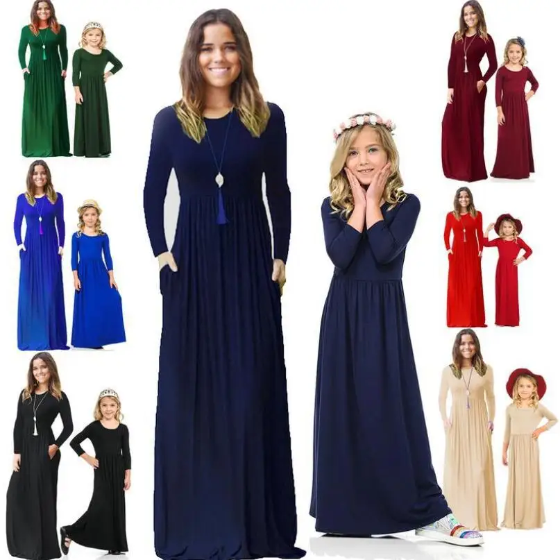 Летнее Длинное Платье для мамы и дочки, пляжный сарафан в богемном стиле для мамы и дочки, женское праздничное платье, vestidos de festa