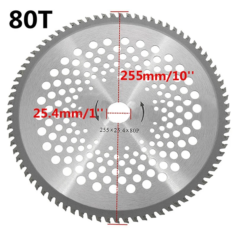 

10inch 40T/80T Brush Cutter Blade Steel Lawn Mower Blade Bore Dia. 25.4mm Carbide Tip Garden Replacement Parts