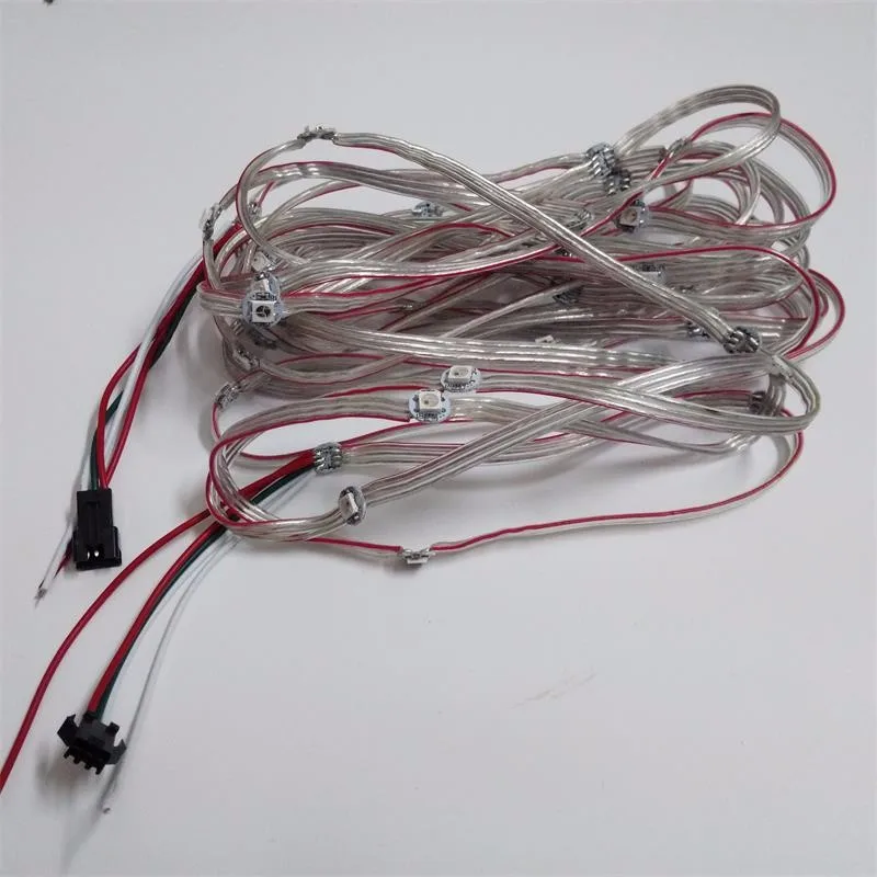 50 шт./струнная пре-паянная WS2812B светодиодный радиатор 5 в 5050 RGB WS2811 IC встроенный светодиодный 12 см провод полноцветный светодиодный неводонепроницаемый модуль