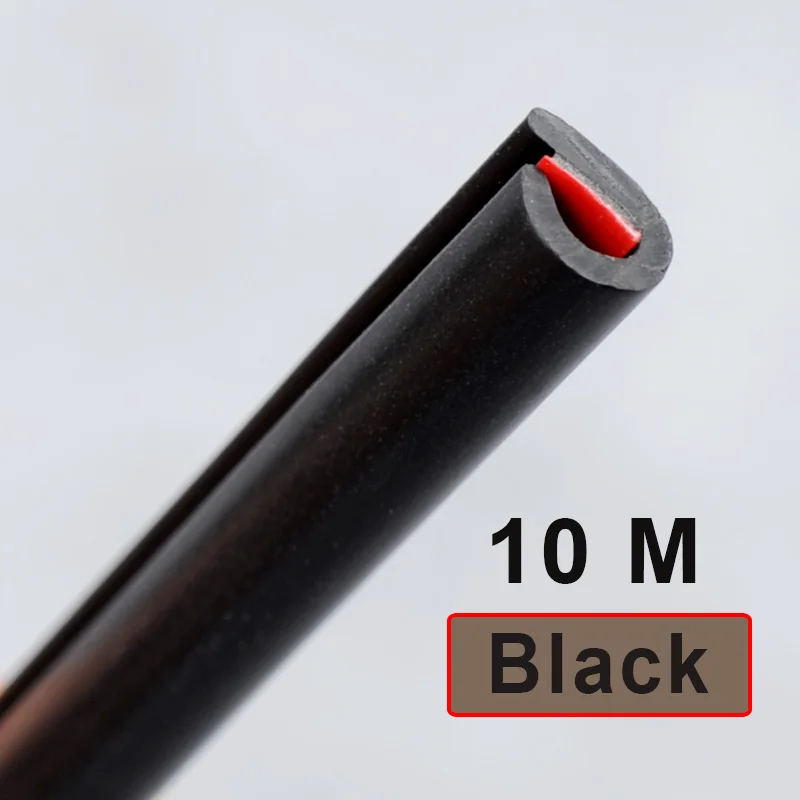 Black 10M 10 м защитные полосы для дверей резиновые края дверные молдинги боковая Защитная Наклейка царапины для автомобиля Авто-Стайлинг - Цвет: Black 10M