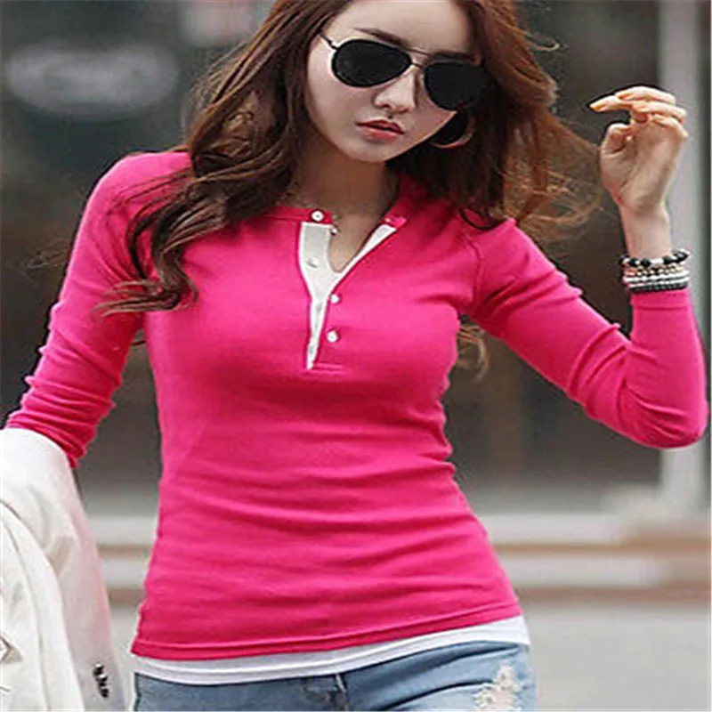 Черная красная белая блузка для женщин осень 2017 с длинным рукавом женские