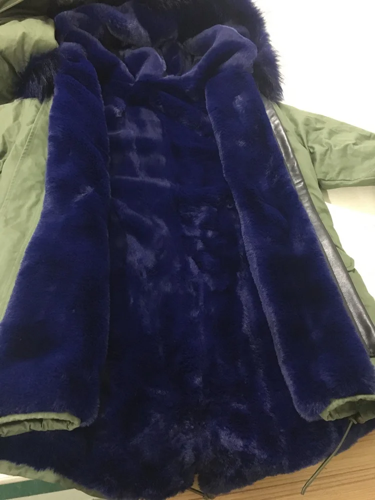 

2017 Women plus size winter coat raccoon fur hood parka long sleeve jacket, Ladies natural fur military green bodysuit overcoats