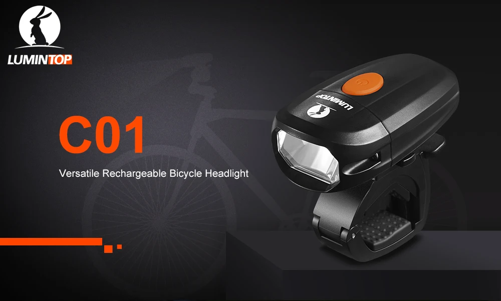 Светильник для велосипеда LUMINTOP C01 с подзарядкой от USB, антибликовый вращающийся на 360 градусов велосипедный светильник со съемным и регулируемым креплением для велосипеда