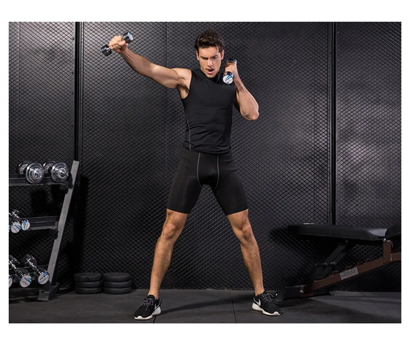 Polera De Compresion Hombre Спортивная Беговая Футболка мужская без рукавов компрессионный жилет Баскетбол Фитнес тренировочные майки спортивная одежда