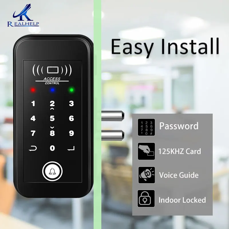 2000 пользователей БЕСКЛЮЧЕВОЙ замок для входной витрины офисный стеклянный