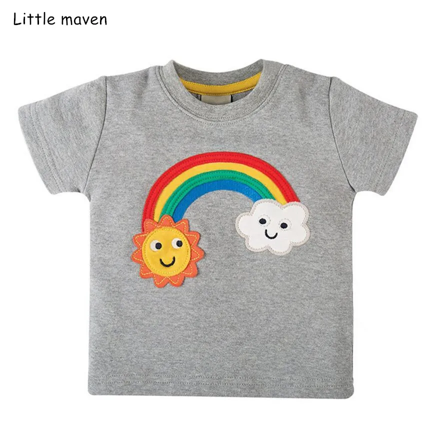 Little maven/ г.; летняя одежда для маленьких девочек; футболка с короткими рукавами и цветочным принтом; хлопковые брендовые футболки; 50971