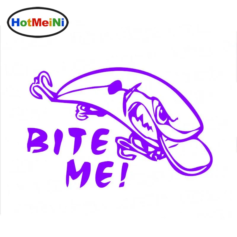 HotMeiNi Bite Me кривошипная приманка наклейка снасти рыболовный наружный Винил Автомобильный стикер автомобильные наклейки аксессуары Черный Серебряный 12,5 см* 8 см - Название цвета: Фиолетовый