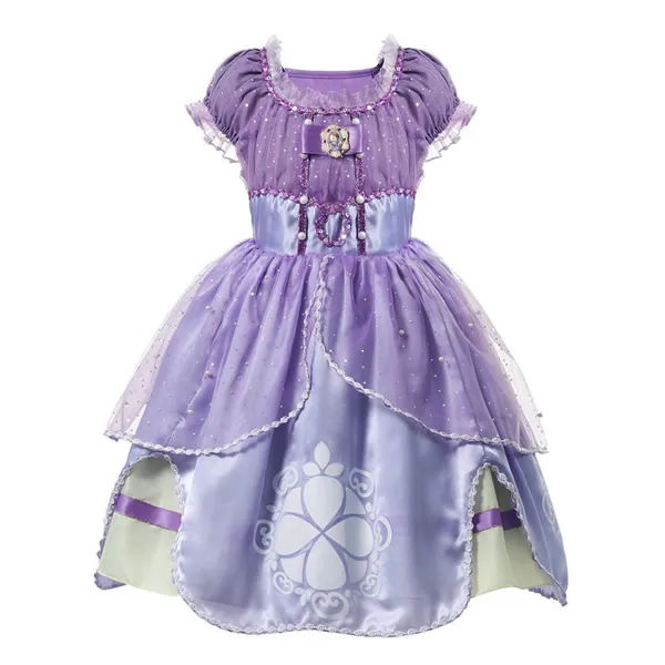Sofia Dress 101B Платье принцессы Софии для девочек; маскарадные костюмы Софии для маленьких девочек; детская праздничная одежда с цветочным принтом; Детские торжественные фиолетовые платья - Цвет: Sofia Dress 101B
