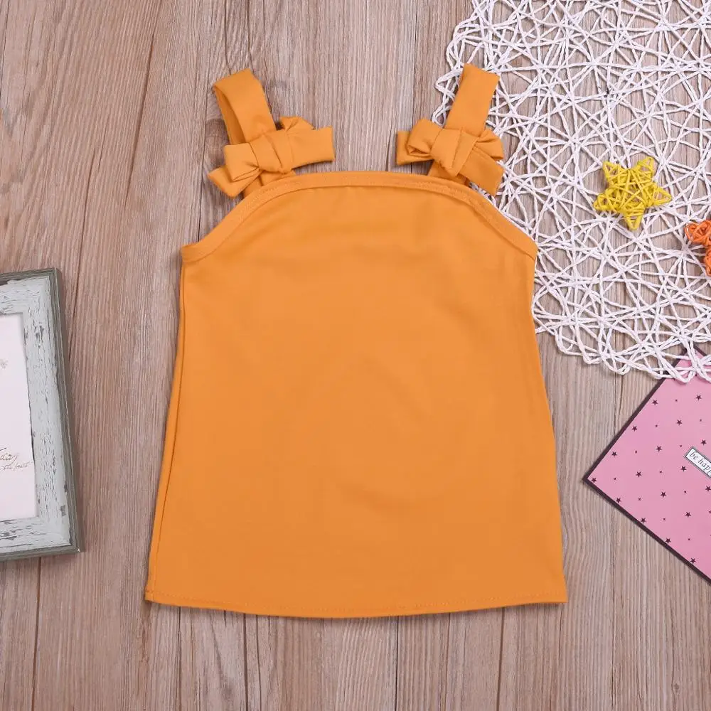 Pudcoco Cute Newborn Baby Girls Bowknot Strap Sleeveless Dress Casual Soild Sundress Summer Kids Clothes |