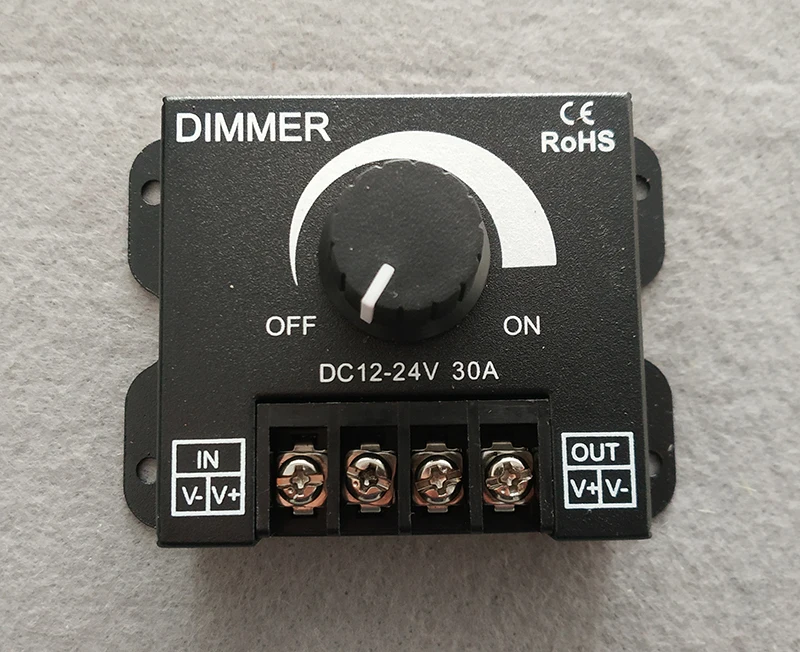 Затемненный светодиодный модуль постоянного тока 12V 24V 30A 360 Вт Регулировка Яркость Светодиодные ленты Драйвер один Цвет светильник Питание контроллер 2835 диммеры