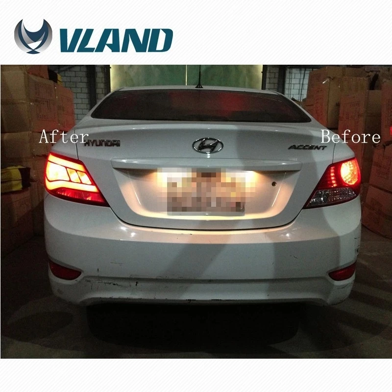 Светодиодные полосы задние лампы для hyundai Accent Verna Solaris задние фонари 2012- красный и дымчатый линзы