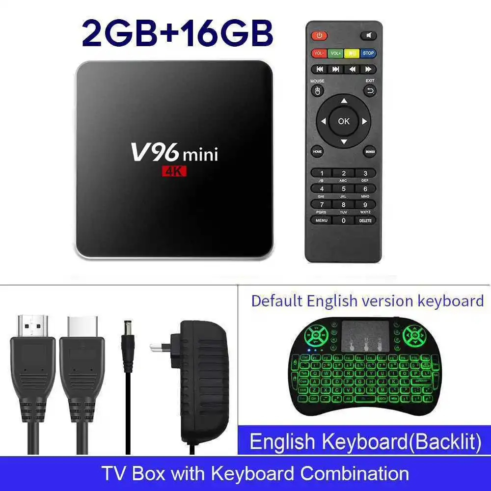 TV BOX-I8 EN V96 Мини Android 7,1 Smart tv Box 2 Гб 16 Гб IP tv BOX Allwinner H3 четырехъядерный H.265 4 K 1,5 ГГц WiFi медиаплеер приставка - Цвет: TV BOX-I8 EN